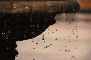 Fountain with frozen water